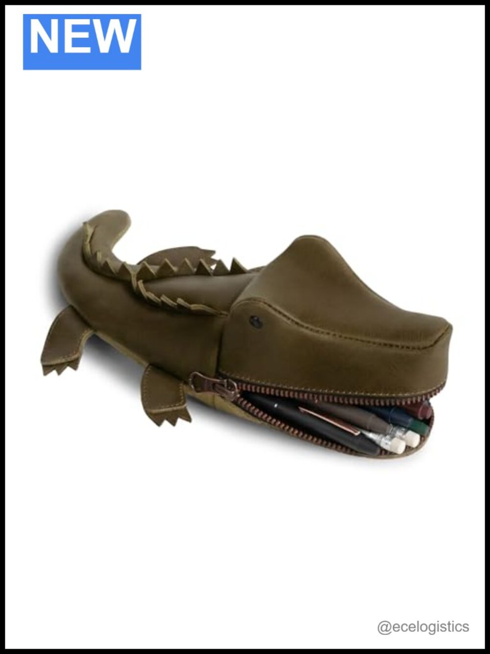 Genuine Leather Alligator Shape Coin Purse Pencil Case Zipper Pouch Clutch